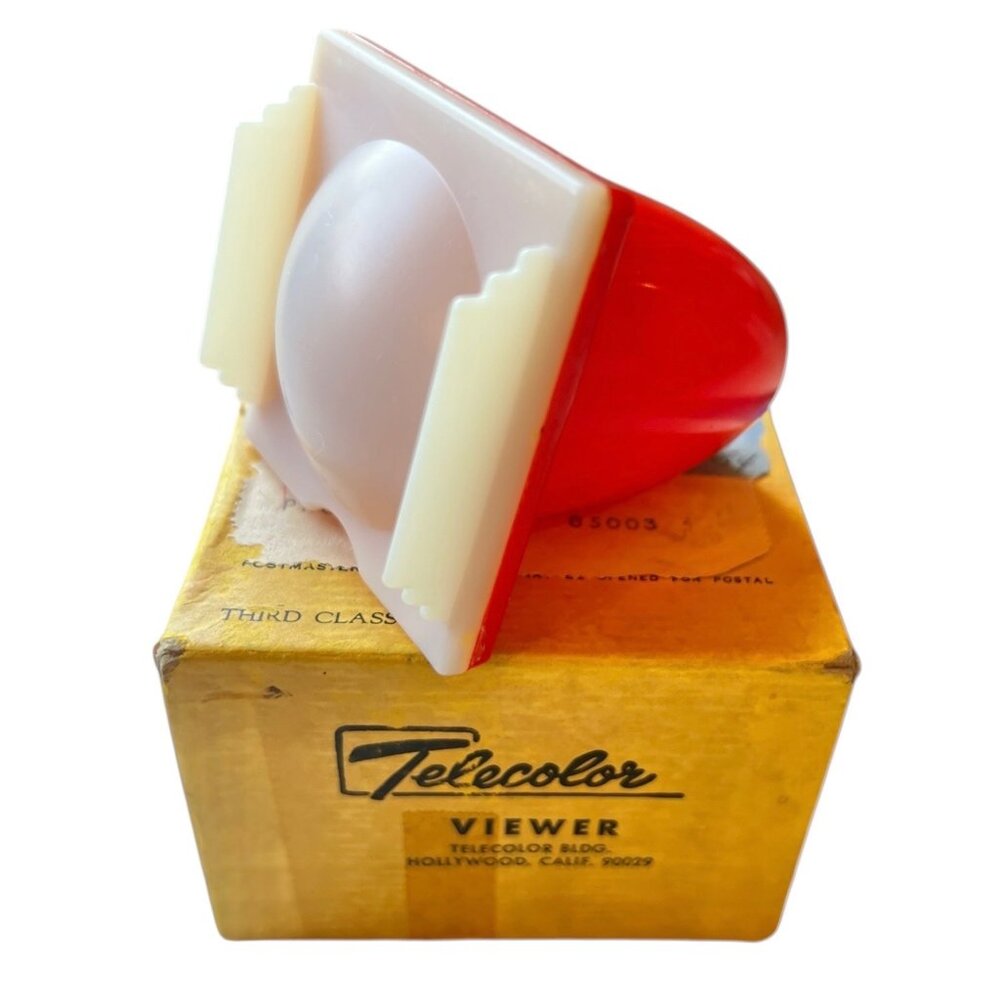 Telecolor Slide Viewer With Original Box Vintage Red & White